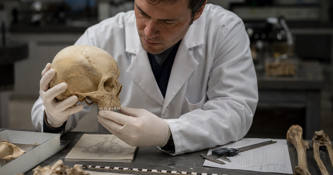 Análise de material osteológico em laboratório de antropologia forense