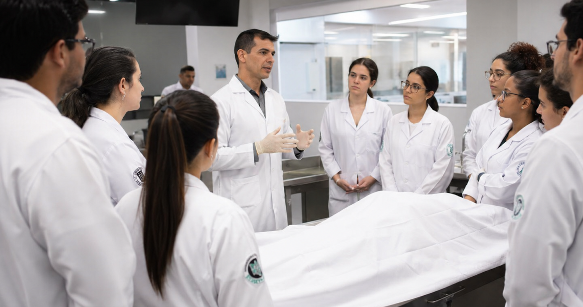Laboratório de anatomia em universidade, destino dos corpos doados à ciência