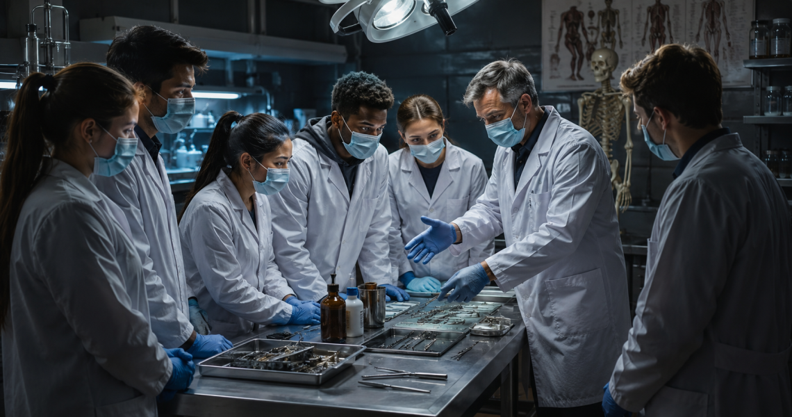 Aula de ciências mortuárias e prática supervisionada