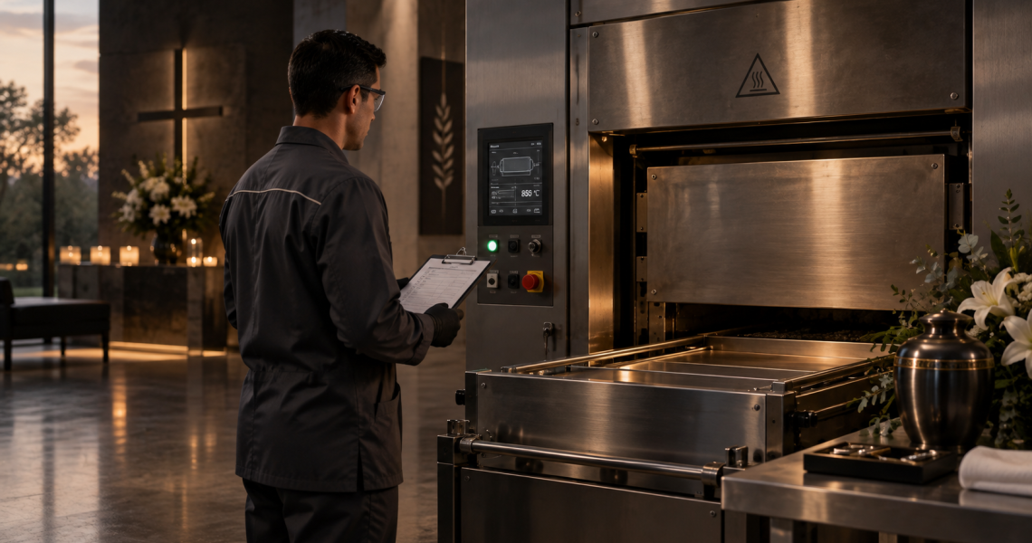 Ambiente de crematório com equipamentos modernos