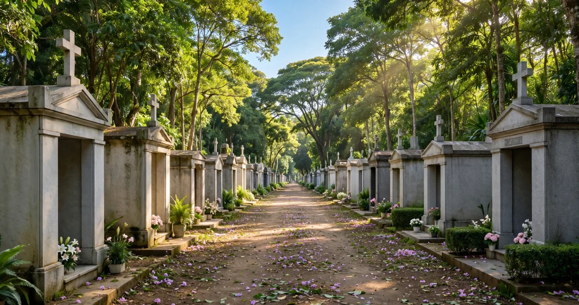Alameda de cemitério, local de trabalho do sepultador